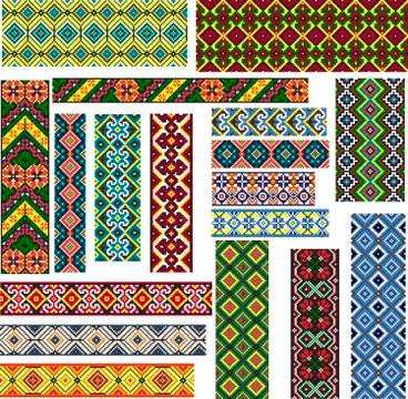 Set of Seamless Ethnic Patterns for Embroidery Stitch Stock Illustration