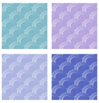 Set of seamless fine circle patterns. Circle flaky patterns in retro colors.. Stock Illustration