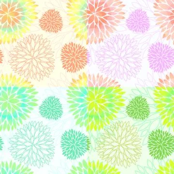 Set of seamless floral blossom patterns Stock Illustration