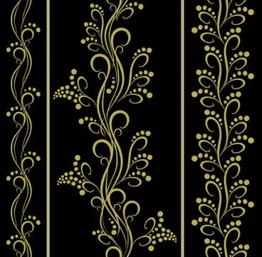 Set of seamless floral patterns with berries. EPS10 vector illustration Illustrazione stock