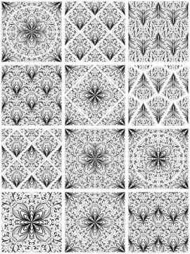 Set of seamless floral patterns Stock Illustration