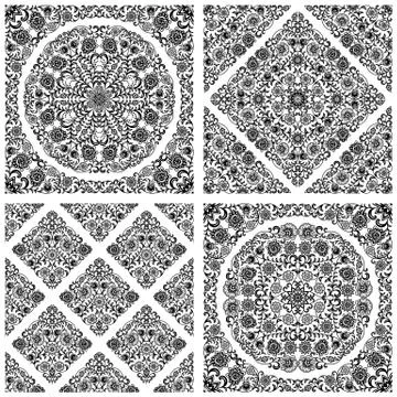 Set of seamless floral patterns Stock Illustration