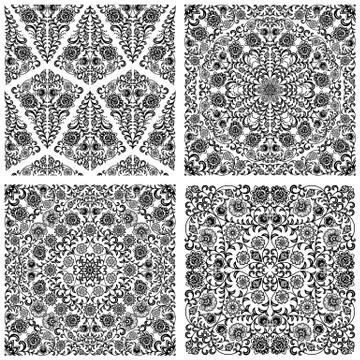 Set of seamless floral patterns Stock Illustration