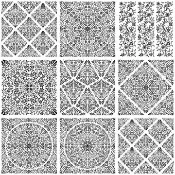 Set of seamless floral patterns. Stock Illustration