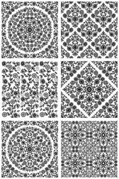 Set of seamless floral patterns Stock Illustration