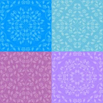 Set of seamless floral patterns Stock Illustration