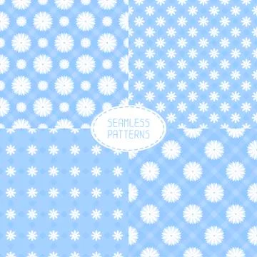 Set of seamless floral patterns. Vector illustration. Stock Illustration