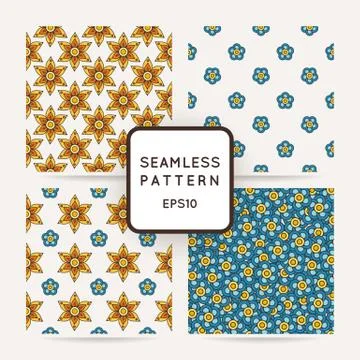 Set of seamless flower patterns Stock Illustration