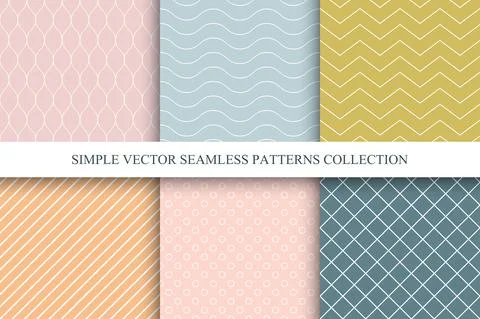 Set of seamless geometric minimalistic patterns - delicate design. Vector Stock Illustration