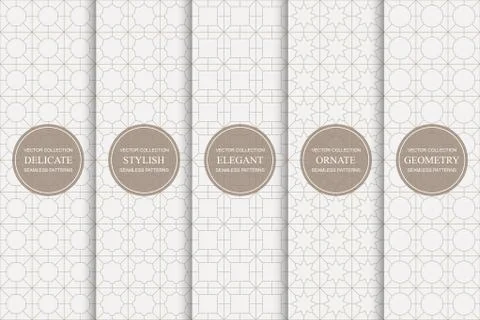 Set of seamless geometric ornamental vector patterns. Luxury delicate oriental Illustrazione stock