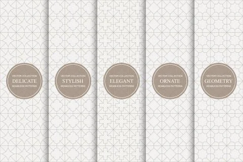 Set of seamless geometric ornamental vector patterns. Luxury delicate oriental Illustrazione stock