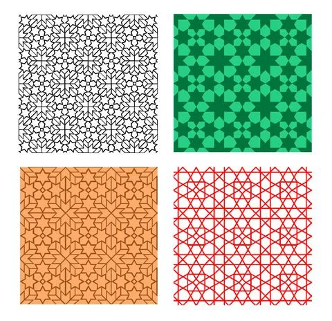 Set of seamless geometric pattern in islamic style Stock Illustration