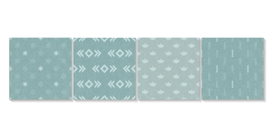 A set of seamless geometric patterns in green. Vector illustration イラスト素材