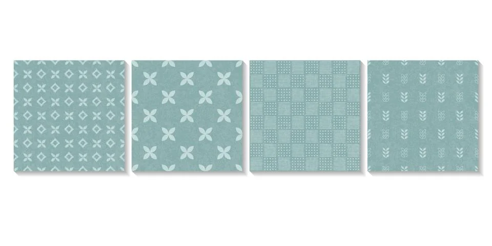 A set of seamless geometric patterns in green. Vector illustration 스톡 일러스트