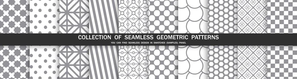 Set of seamless geometric patterns - symmetric tile textures. Vector decorative 스톡 일러스트