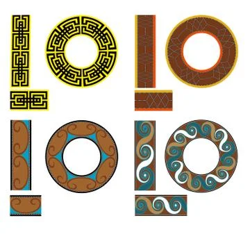 Set of seamless geometric square patterns for fabric. Egypt style Stock Illustration