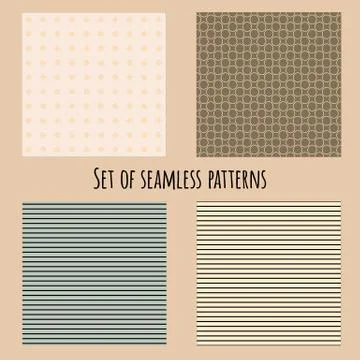 Set of seamless geometric vector patterns. Abstract background. Brown and blue イラスト素材