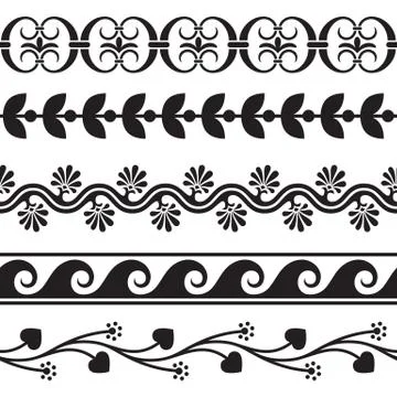Set of seamless greek borders Stock Illustration