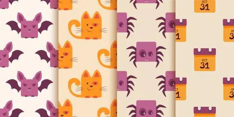 Set of Seamless Halloween Backgrounds Stock Illustration