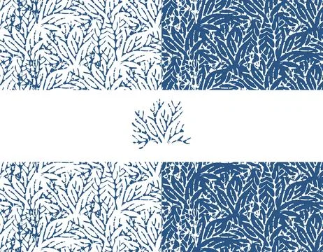 Set of seamless hand drawn pattern with coral reefs. Vector white illustrat.. Stock Illustration