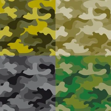 Set of seamless khaki patterns Stock Illustration