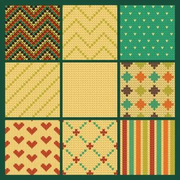 Set of seamless knitting patterns Stock Illustration