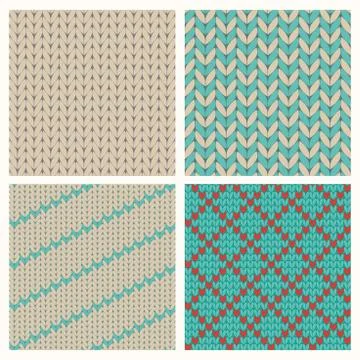 Set of seamless knitting patterns Stock Illustration