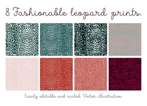 Set of seamless leopard patterns Stock Illustration