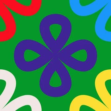 Set of seamless linear patterns featuring colorful clover shapes on a Christm Stock Illustration