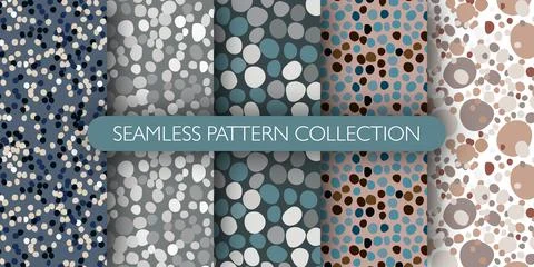 Set of seamless masonry pattern with rocks silhouettes. Stone ornament patter イラスト素材