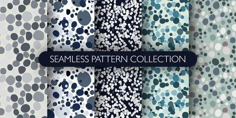 Set of seamless masonry pattern with stone. Rocks ornament pattern collection Illustrazione stock
