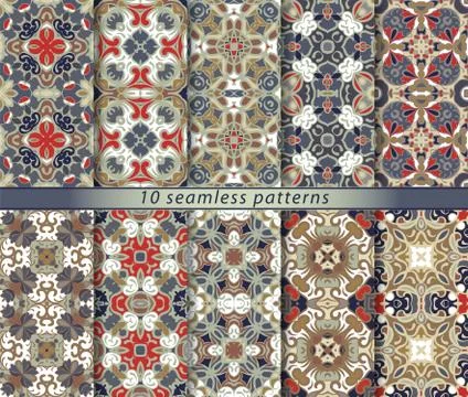 Set of seamless oriental patterns Stockillustratie