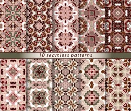 Set of seamless oriental patterns 스톡 일러스트