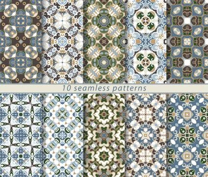 Set of seamless oriental patterns Stockillustratie
