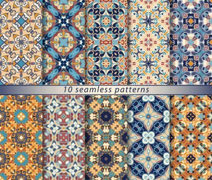 Set of seamless oriental patterns Illustrazione stock