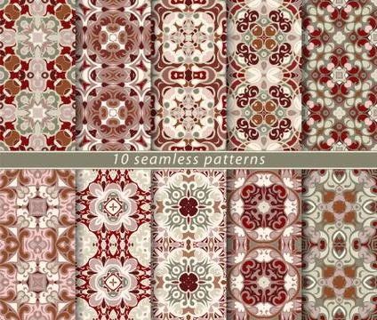 Set of seamless oriental patterns Illustrazione stock