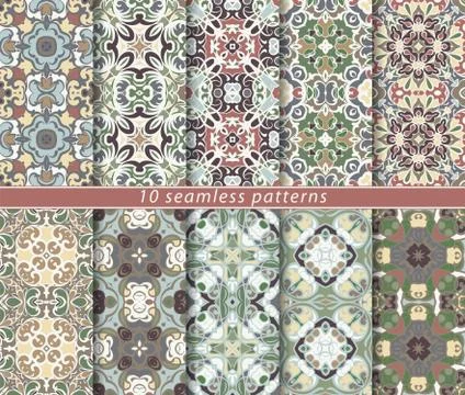 Set of seamless oriental patterns Stockillustratie