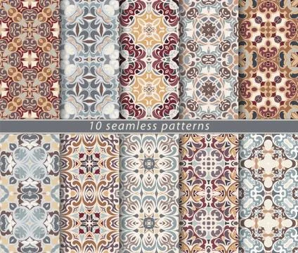 Set of seamless oriental patterns Stockillustratie