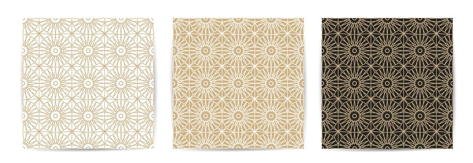 Set of seamless ornament vector patterns. Beige elegant oriental vintage Stock Illustration