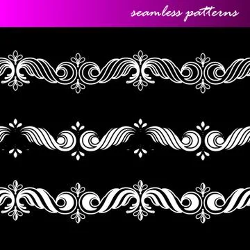 Set of seamless ornamental lace patterns Stock Illustration