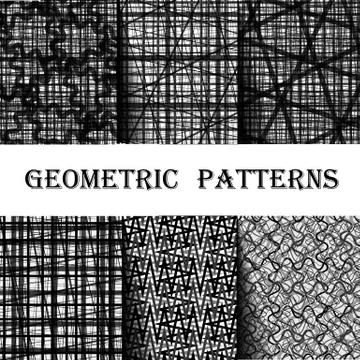 Set of Seamless Pattern With Abstract Geometric Lines. Vector illustrations Stock Illustration