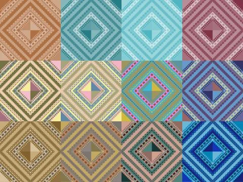 Set of seamless pattern abstract shape background Stock Illustration