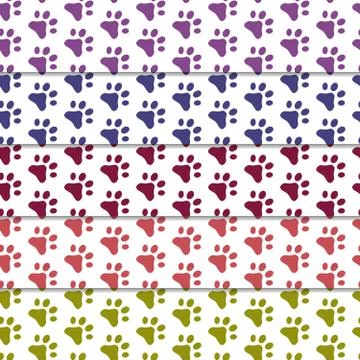 Set of seamless pattern with cats footprints Stock Illustration