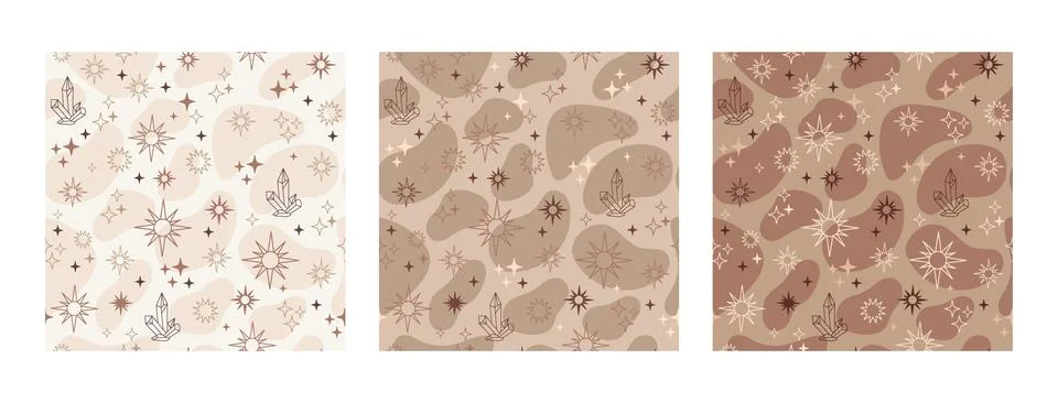 Set of seamless pattern celestial astrological trendy colors Stockillustratie