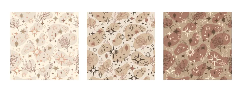 Set of seamless pattern celestial astrological background illustration Stock Illustration