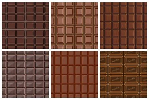Set of seamless pattern with chocolate texture Stock Illustration