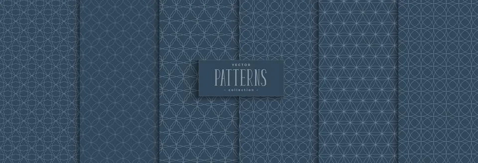 Set of seamless pattern circle blue background Illustrazione stock