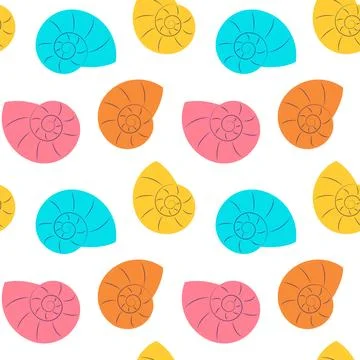 Set of seamless pattern with color shells. Stock Illustration