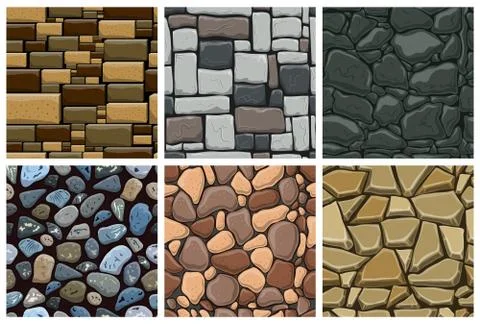 Set of seamless pattern with decorative stones Stock Illustration
