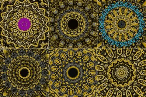 Set of seamless pattern with ethnic mandala ornament Illustrazione stock